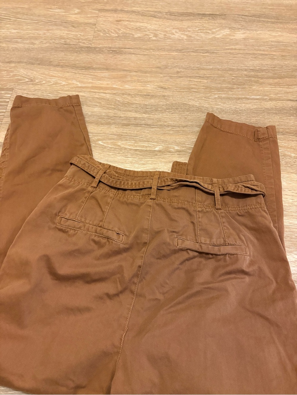 Free People High-Waist Tie Belt Trousers in Warm Brown - Picture 10 of 10